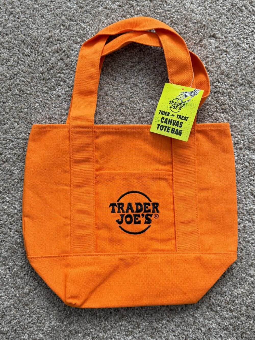Trader Joes Mini Tote, Orange Halloween